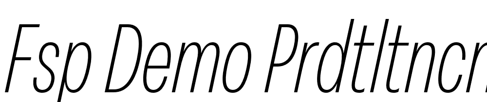 FSP DEMO PrdtLtnCndnsdxLght Italic font family download free